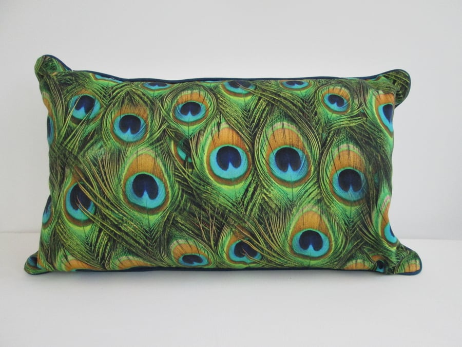 Peacock Feathers Cushion Cover