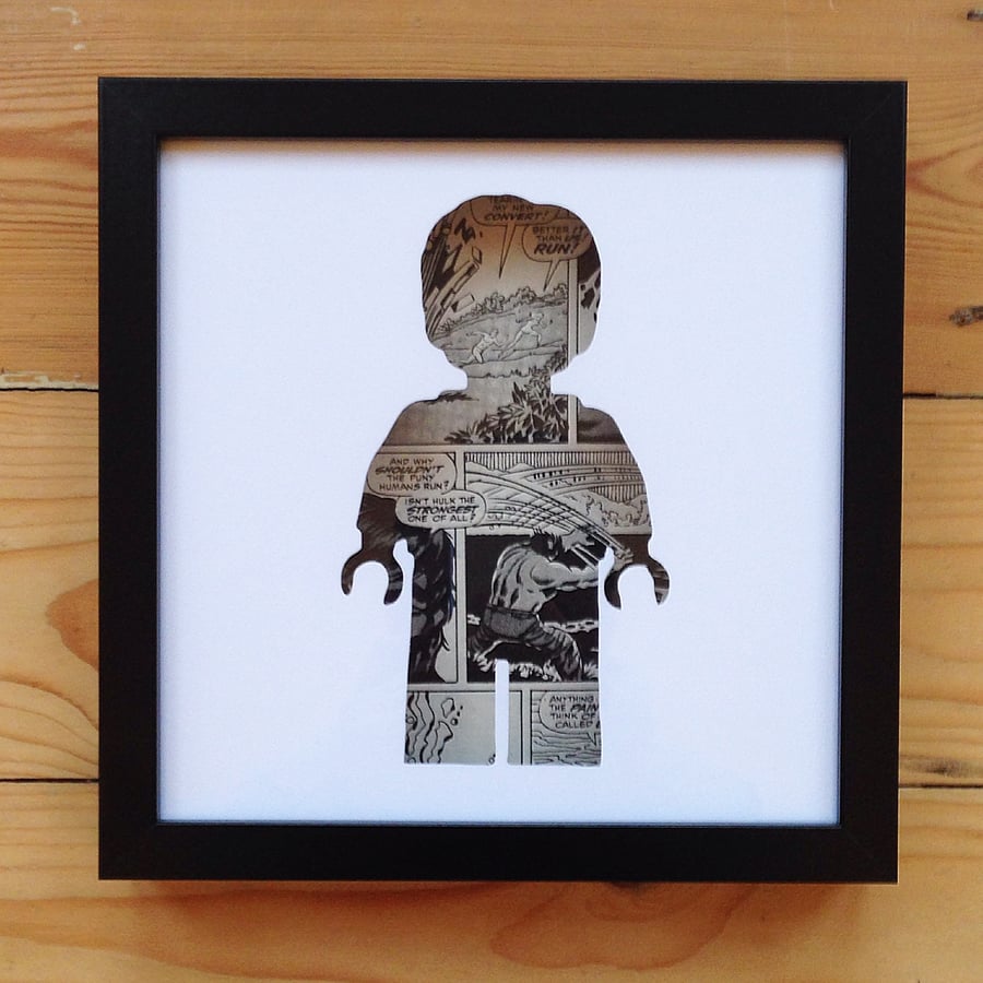 Hulk Silhouette & Comic Mixed Media Wall Art