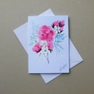 hand painted rose floral blank card ( ref FA  454 G1 )