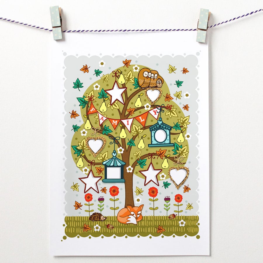 'Autumn Family Tree' - A4 Unframed Print