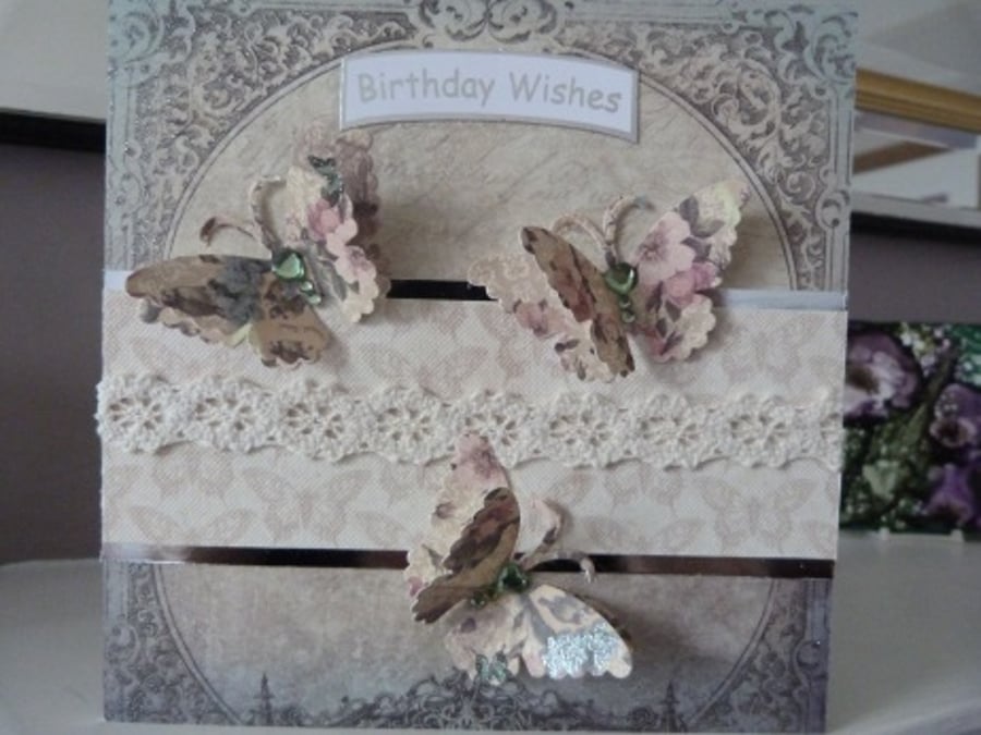 Vintage Butterfly Birthday Card
