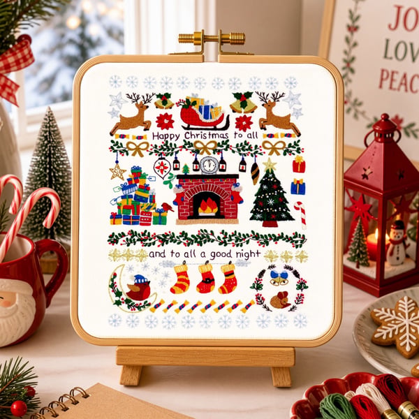 Night Before Christmas Stitch Hand Embroidery PDF Pattern