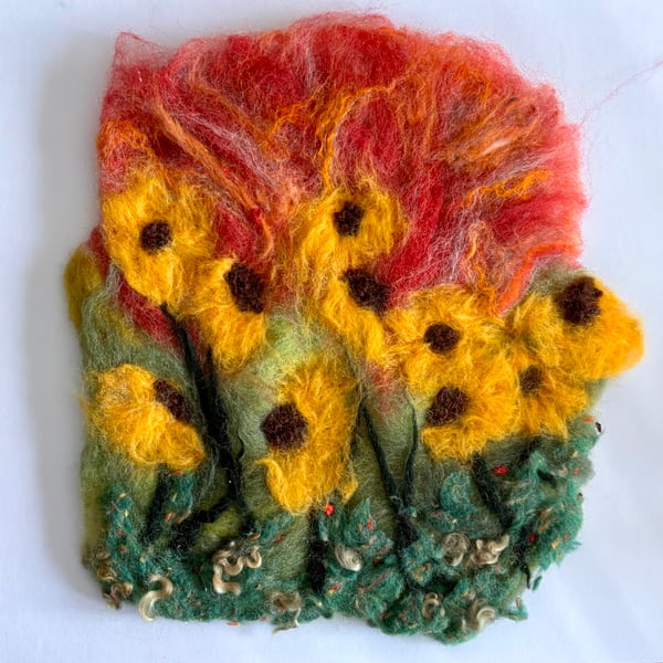 'Sunflower Radiance' Needlefelted Sunflowers Wool Art