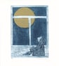 Golden Moon - Original Collagraph Print with Chine Colle - Image 1