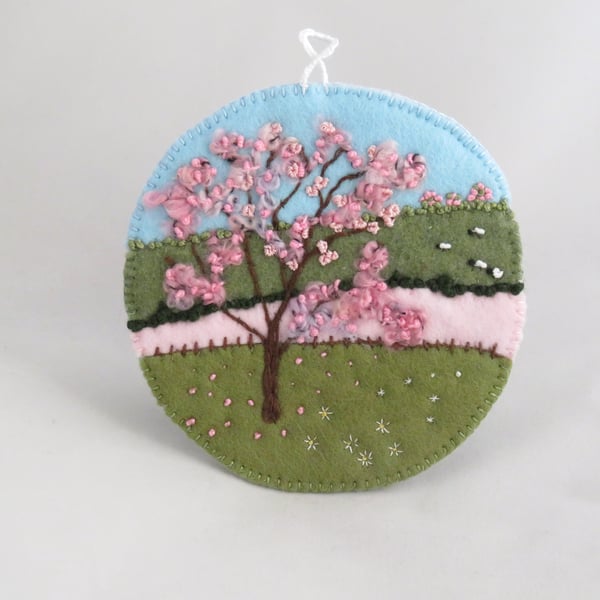 Spring Blossom Embroidered Plaque