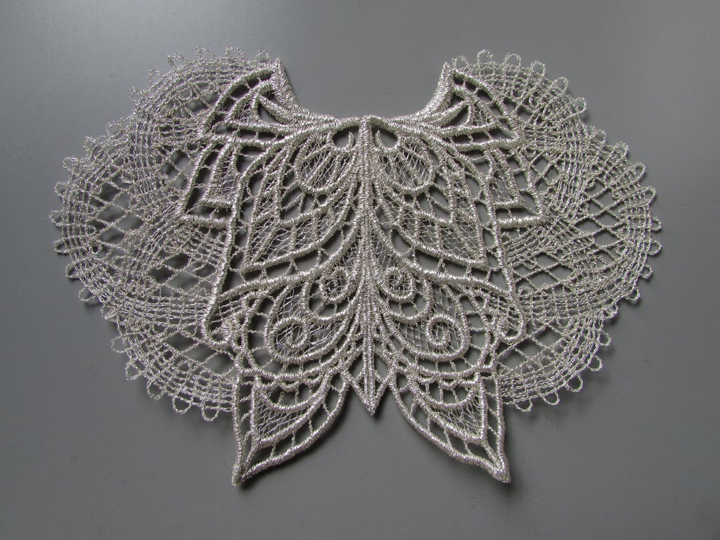 Embroidered Lace Metallic Angel Wings Applique you choose colour