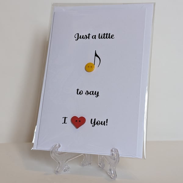 Just a little note to say I Love You button heart greetings card