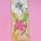 Textile floral fabric bookmark, pink reader gift