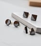 Wooden Circle Ear Studs Wood Earring with Half Silver Leaf - Image 9
