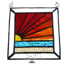 Sunset Beach Stained Glass Suncatcher Handmade 003