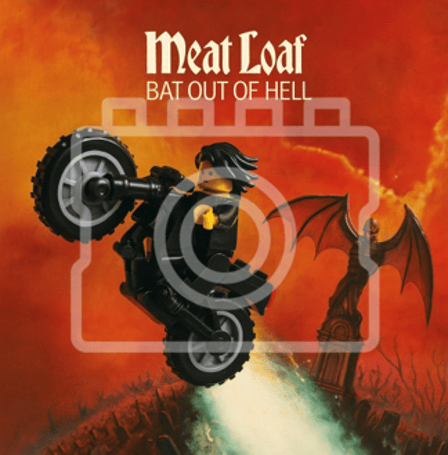 LEGO-Inspired Meat Loaf – Bat Out of Hell 5x5" Print (Mounted for 9x9" Frame)