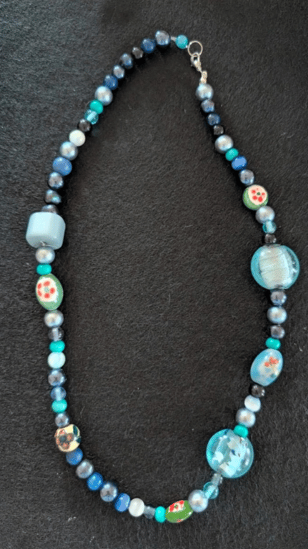 Beaded Blue Sea Necklace 
