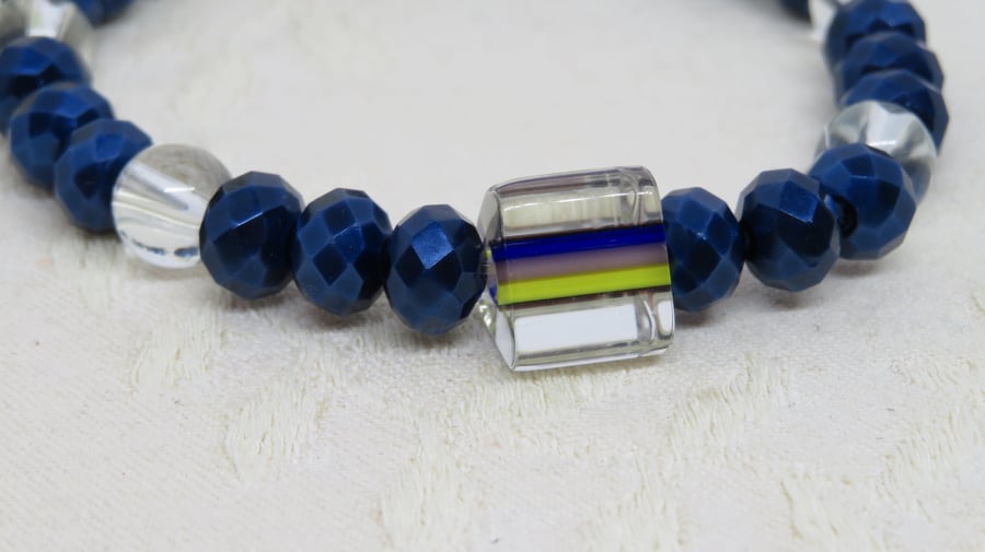 Stripe glass stretch bracelet