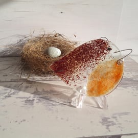 Hanging Robin Decoration - Tree or Kitchen Window - Perky - Cheeky - Glass