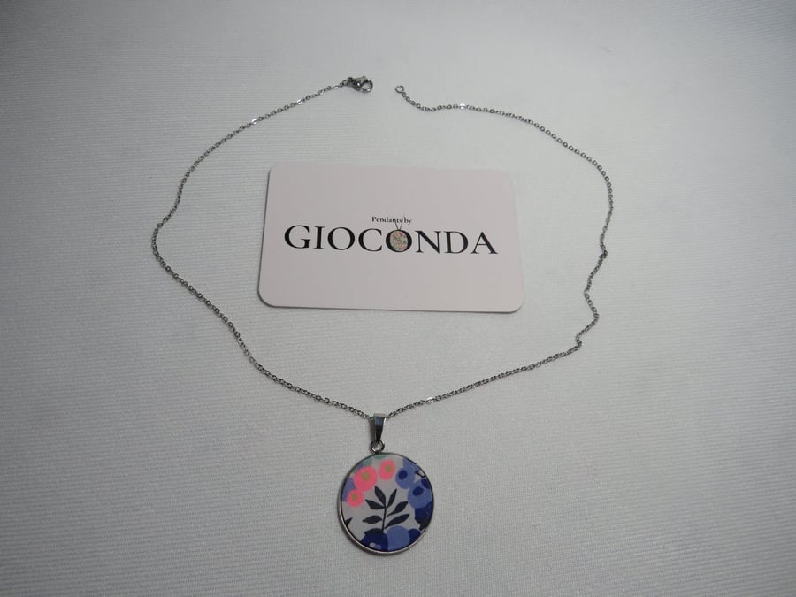 Hand Crafted Pretty Pendant - Made Using Liberty Print Fabric 