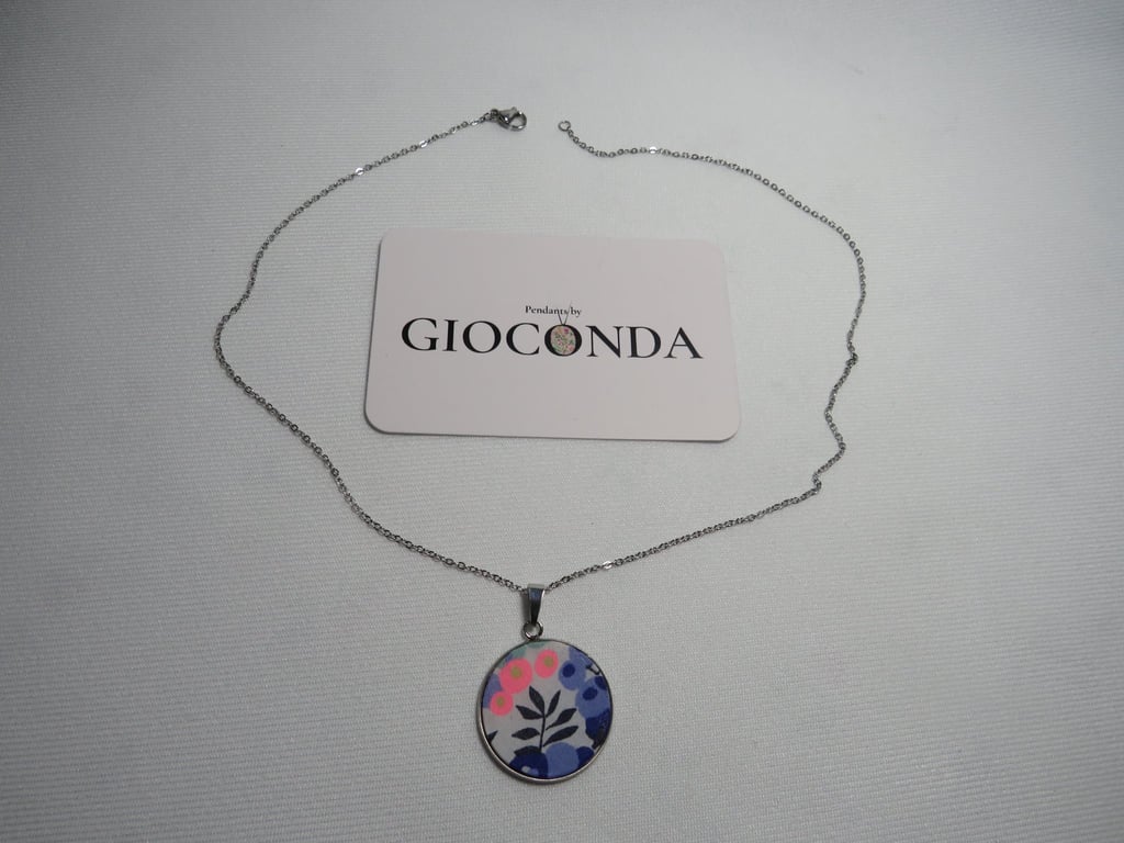 Hand Crafted Pretty Pendant - Made Using Liberty Print Fabric 