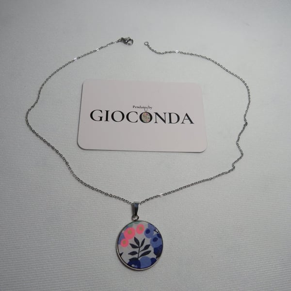Hand Crafted Pretty Pendant - Made Using Liberty Print Fabric 