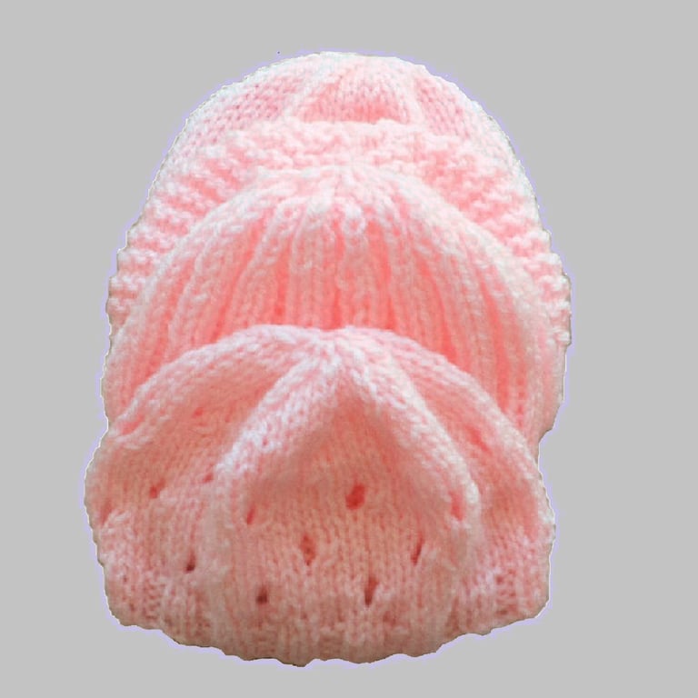 KNITTING PATTERN PDF Preemie Pink Hats