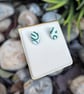White and Green Oval Stud Earrings - Image 6
