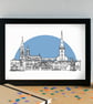 Lisburn Landmarks Skyline Art Print - Image 1