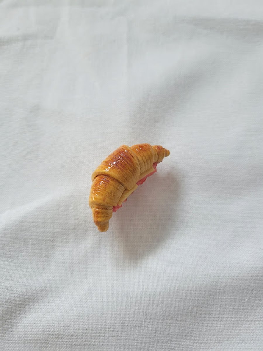 Handmade Polymer Clay Brooch - The Brunch Croissant Pin (Large)