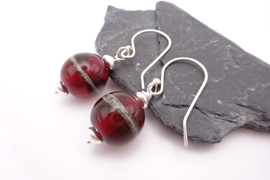 red and ivory glass earrings