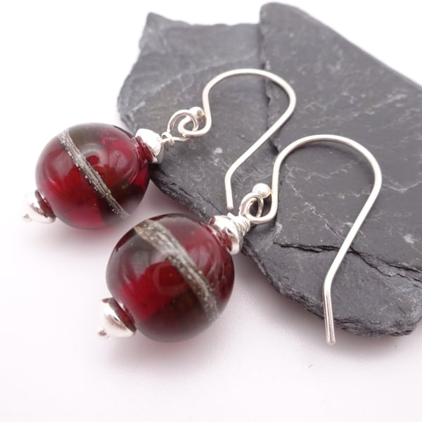 red and ivory glass earrings