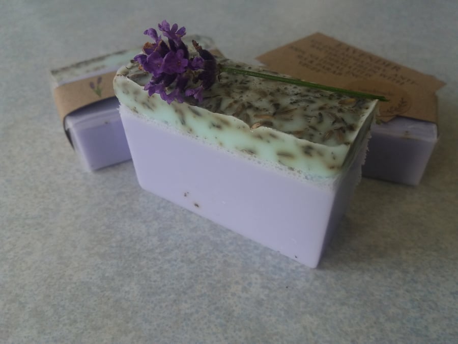Lavender soap, made with real lavender petals