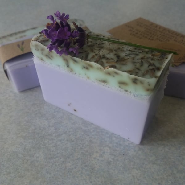 Lavender soap, made with real lavender petals