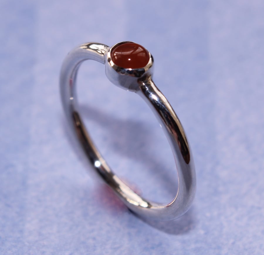 Sterling Silver Ring with Carnelian Gemstone