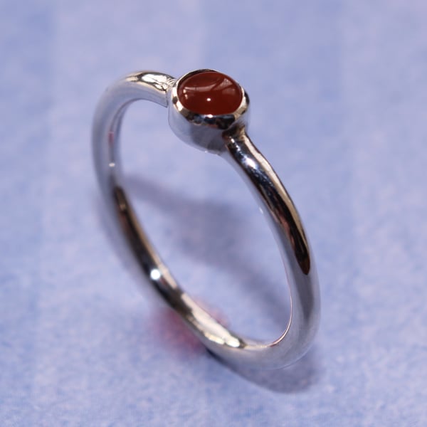 Sterling Silver Ring with Carnelian Gemstone