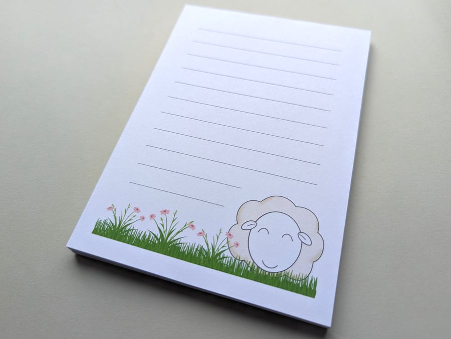 Sheep notepad, A6 notepad, handmade notepad