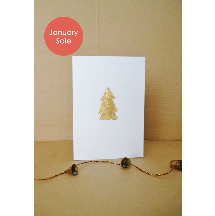 Sale - Free Postage - Gold Leaf Christmas Tree Card