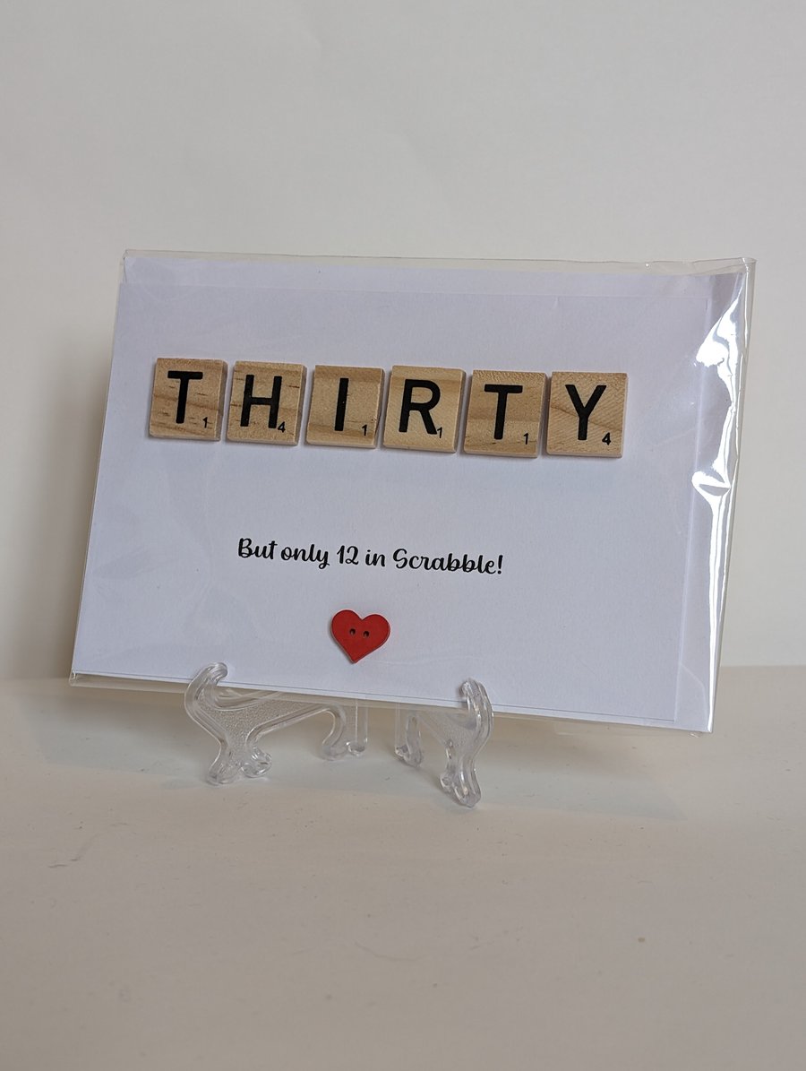 30th Birthday scrabble greetings card