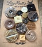 14 Mixed Vintage Deco Buttons - Coffee and Cream