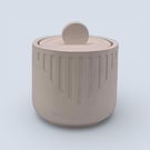 White Round Jewellery Box with Lid Modern Geometric Trinket Pot