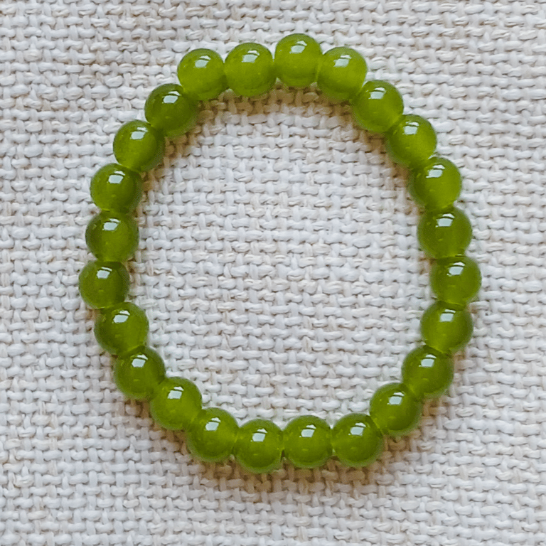 Ladies Olive Green Peridot Elastic Bead Bracelet