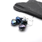 lampwork glass and peacock pearl earrings