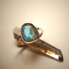 Blue Faceted Labradorite and Sterling Silver Ring