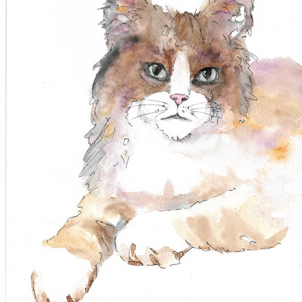 Cute Cat art, original painting