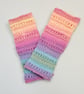 Knitted Pastel Rainbow Fingerless Gloves - Image 1