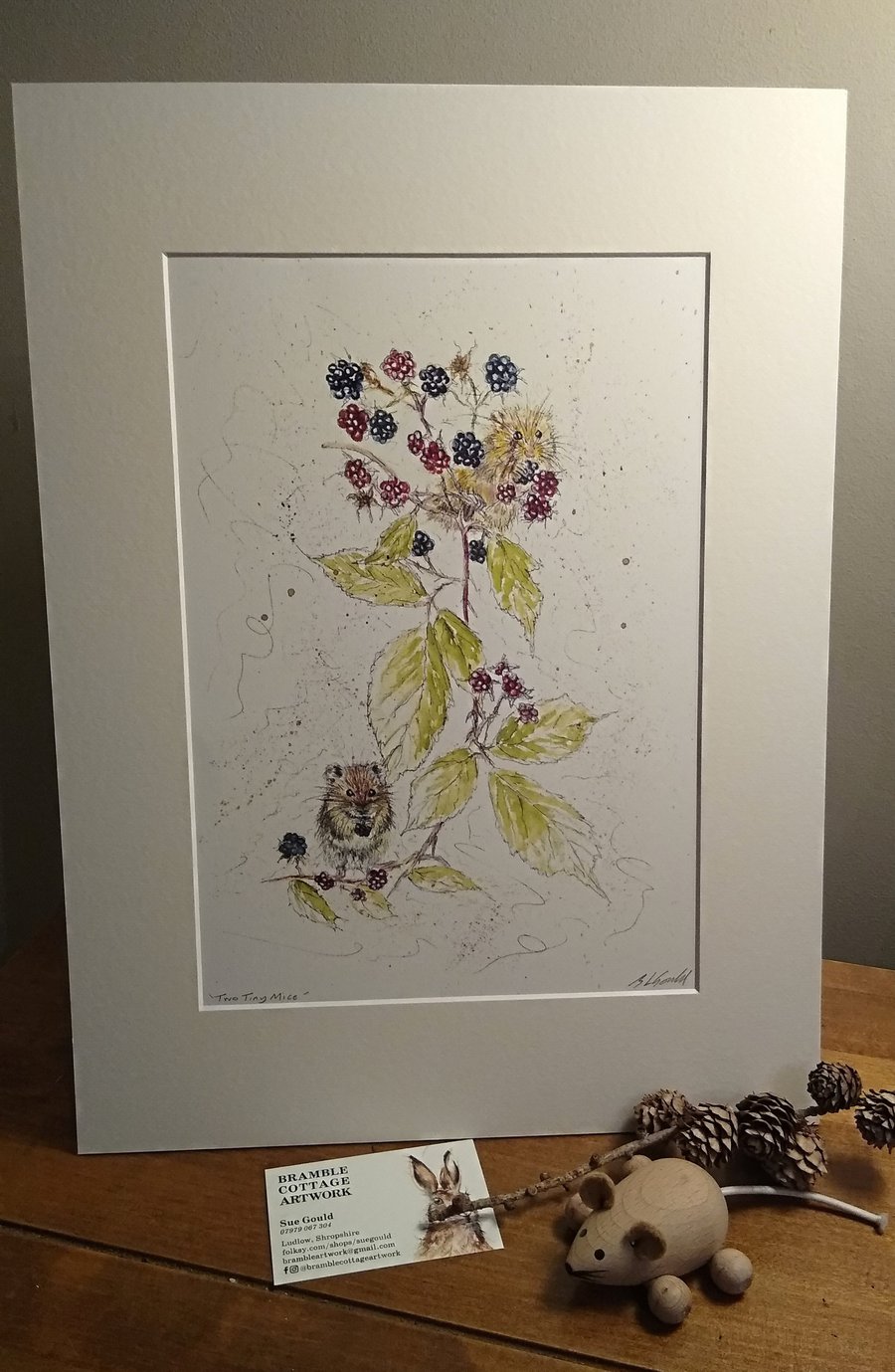 Two Little Mice- An A4 or A3 Mounted Print of an Original Drawing
