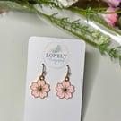 Light Pink Flower Earrings, Floral Charms, Handmade Jewellery 