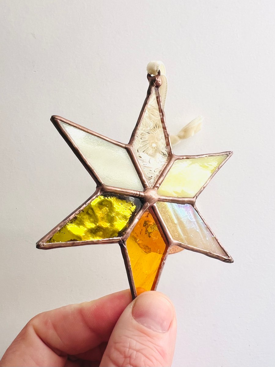 Yellow and gold stained glass star - Perfectly Imperfect 