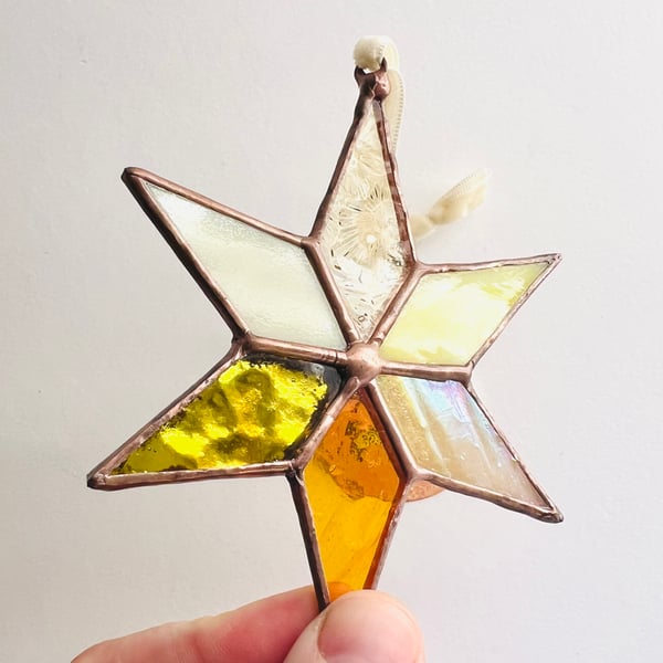 Yellow and gold stained glass star - Perfectly Imperfect 