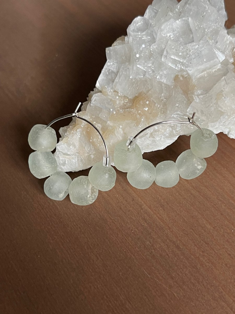 Recycled glass bead earrings