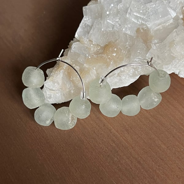 Recycled glass bead earrings