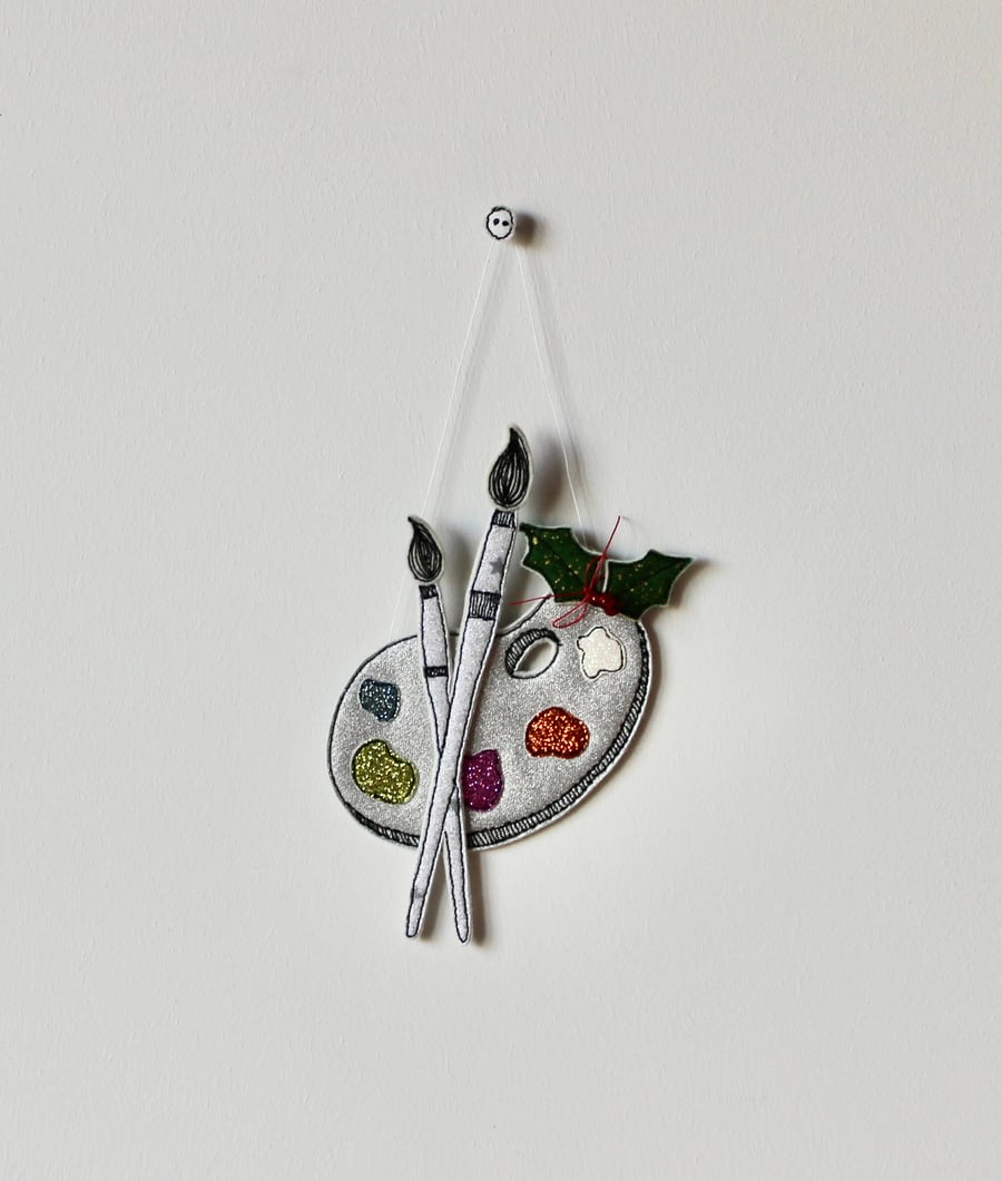 'Paint Palette with Brushes'- Hanging Decoration