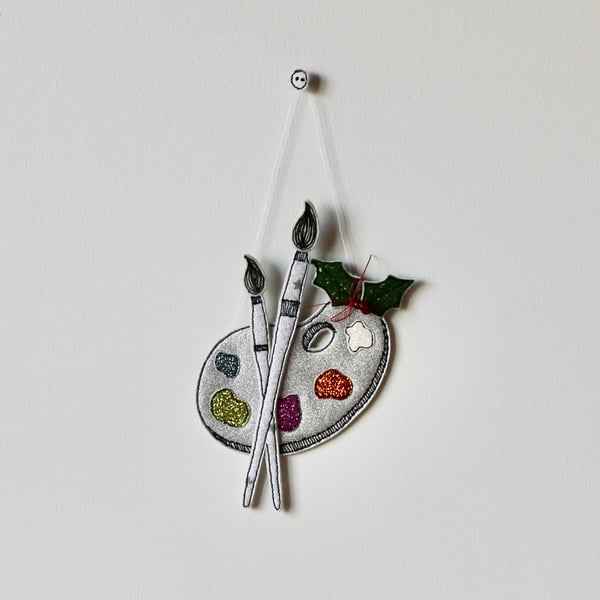 'Paint Palette with Brushes'- Hanging Decoration