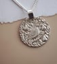 Partridge In A Pear Tree Coin Necklace Deep Engraved Recycled Sterling Silver Ch - Image 10